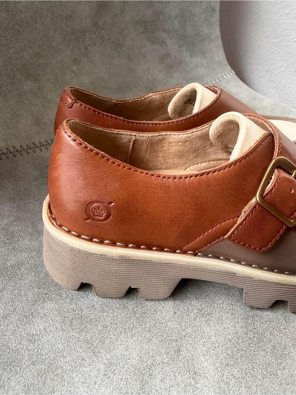 NWT Born Sammi Leather Monk Strap Lugged Platform Loafers Sz 6,5 - Picture 9 of 16